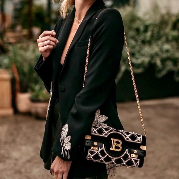 Balmain B Buzz Crystal Embellished Clutch Crossbody - Picture 2 of 4